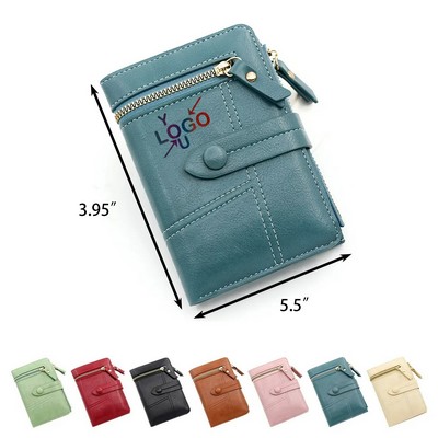 Women's Chic Leather Short Zip Wallet