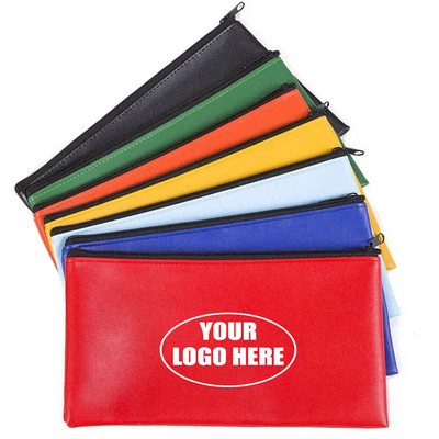 Zippered PU Leather Bank Deposit Bag