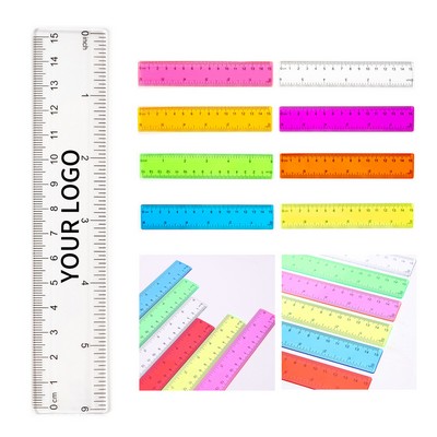 Plastic Transparent Straight Ruler Flexible Shatter Resistant 6" X 1.2"