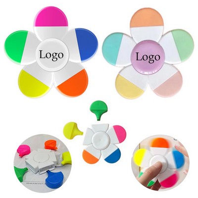 Stress Relief 5 Tips Petal Highlighter Spinner ABS Fidget Toy 3x3"