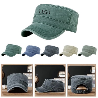 Washed Cotton Cadet Cap w/ Curved Brim