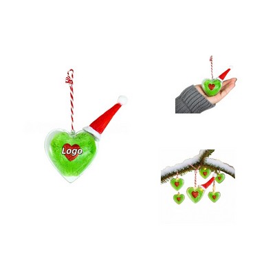 Faux Fur Ball Christmas Tree Ornament with Holiday Hat Accent