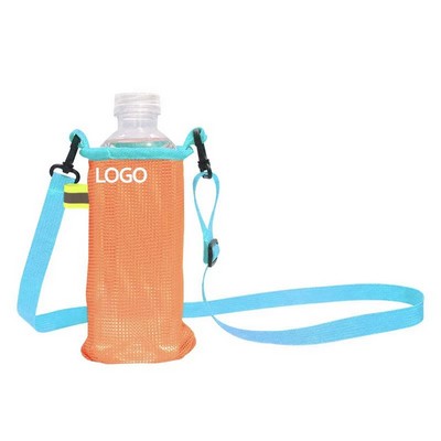 Color-Blocking Nylonmesh Water Bottle Bag