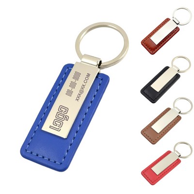 MOQ50 Metal Leather Car Keychain
