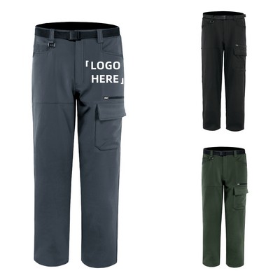 Stretchy Waist Fleece-Lined Waterproof Pants W/Drawstring
