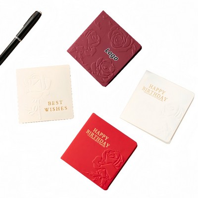 Elegant Folded Rose Greeting Card for Holiday and Thank You Occasions