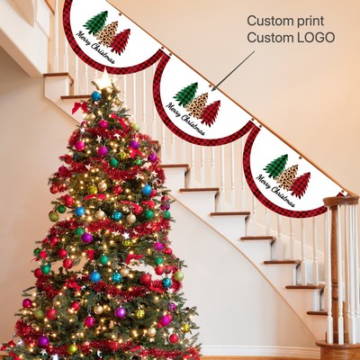 Christmas Fan-Shaped Banner Outdoor Hanging Flag Door Decor Creative Cartoon Printed Door Curtain