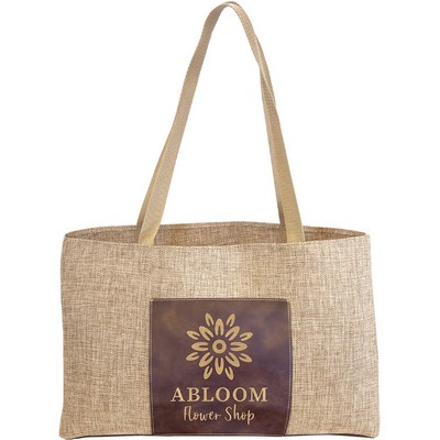 Laserable Rustic Leather Burlap Gusset Bag