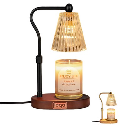 Adjustable Timer Dimmer Oak Wood Candle Warmer Lamp