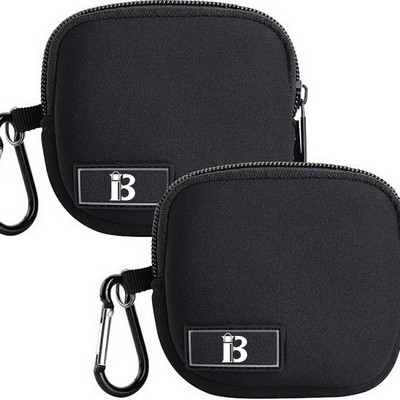 2 Pack Mini Neoprene Travel Pouches w/ Carabiner