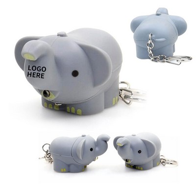 Elephant-Shaped LED & Sound Keychain