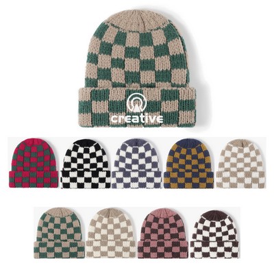 Plaid Knitted Beanie