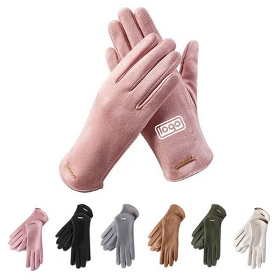 Winter Suede Gloves For Women