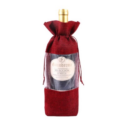 Burlap Wine Bottle Bag With Mesh Window