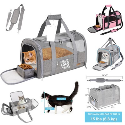 Under 15 Lbs Small Medium Cat TSA Airline Approved Soft Sided Dog Travel Pet Carrier