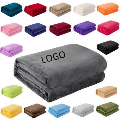Classic Solid Color Flannel Thin Blanket