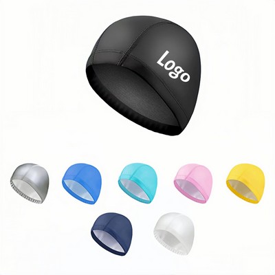 PU Fabric Swim Cap with Ear Coverage for Long Hair