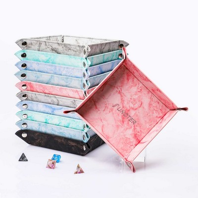 8.66'' x 8.66'' Foldable PU Leather Desk Sundries Storage Tray