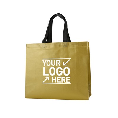 13"x17.3"x4" Metallic Laminated Gold Gift Tote