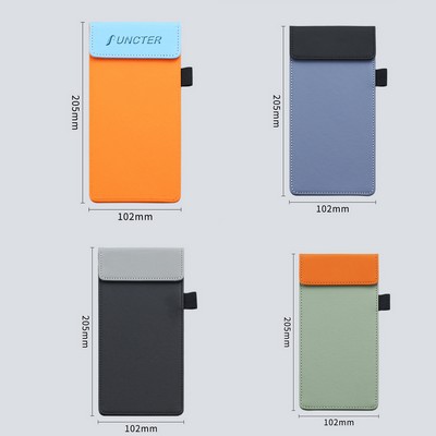 Two-tone A6 Magnetic PU Leather Clipboard W/Pen Holder