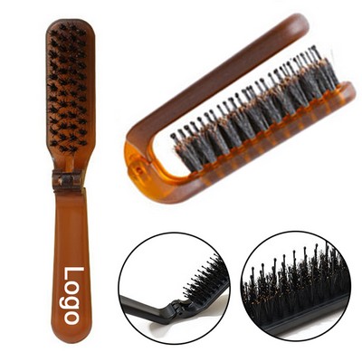 Portable Folding Boar Bristle Hair Brush