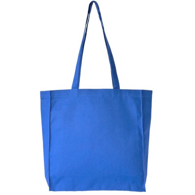 Blank 10 oz Canvas Book Tote Bag | Reusable Gusseted Everyday Grocery Blue (13x14x4)