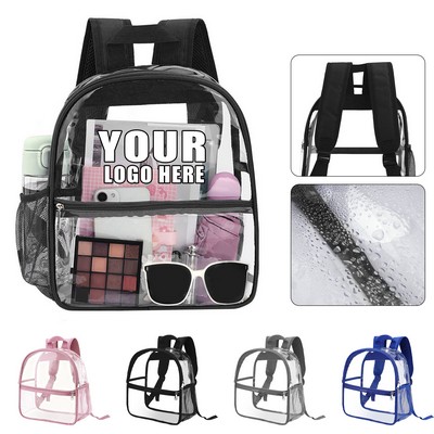 Clear Jelly PVC Waterproof Backpack W/Mesh Side Pocket