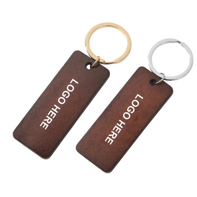Rectangular Beech Wood Keyring