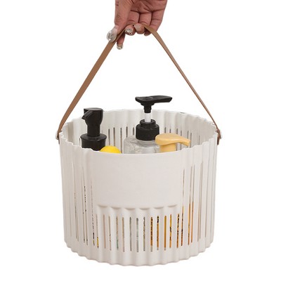 Faux Leather Handle Plastic Bakset - By Boat