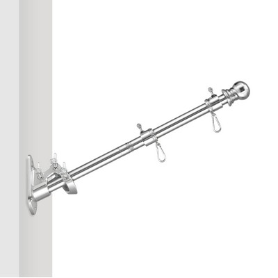 2' - 8' Flagpole Kit - Rotating Clips & Bracket - Silver