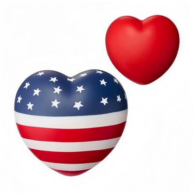 2.75" Heart Shaped Stress Reliever With Flag Design-Moq 100(Delivery Within 30 Calendar Days)