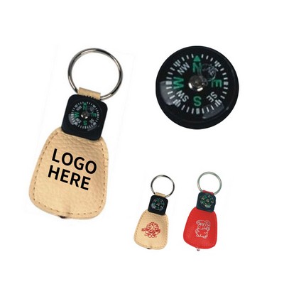 LED Compass Keyring in PU Leather