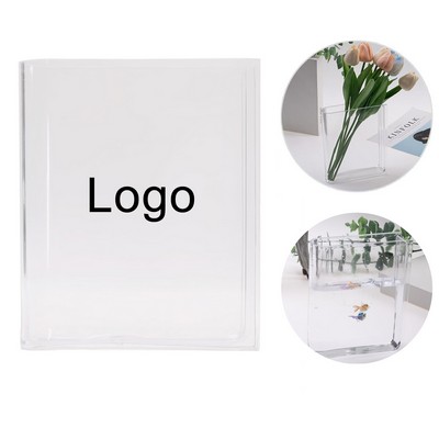 Aesthetic Book-Shaped Clear Acrylic Book Flower Vase