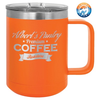 Orange Polar Camel 15 oz Coffee Mug Vacuum Insulated with Slider Lid- Laser Engraved