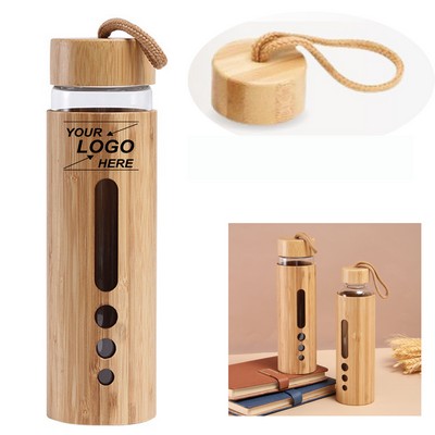 19oz Stylish Glass Water Bottle Bamboo Sleeve