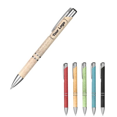 Wheat Straw Pen with Click Action and Chrome Accents