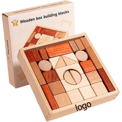 Montessori Wooden Blocks for Kids, 29-Piece 3D Shapes Learning Toys