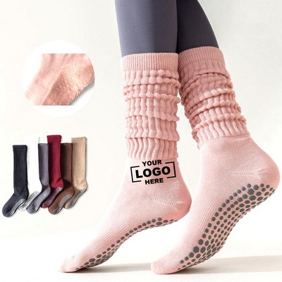 Long Tube Yoga Pure Cotton Yarn Long Sock Anti-Slip Fitness Women Calf Sports Socks