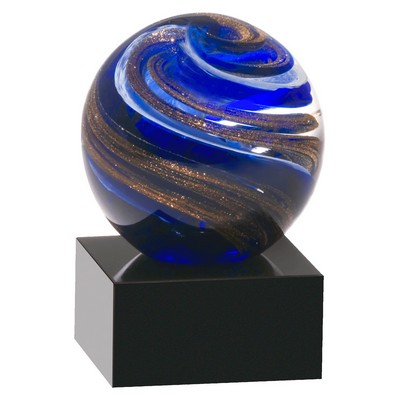 Globe w/Blue, White and Gold Metallic on Base - AGAR85
