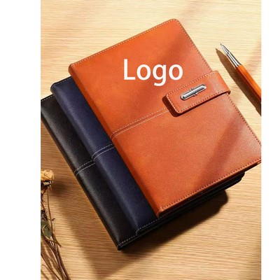 224-Page Reusable Notebook with Magnetic Buckle, Vegan Leather Cover