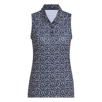 adidas Ladies Ultimate365 Printed Ottoman Sleeveless Polo