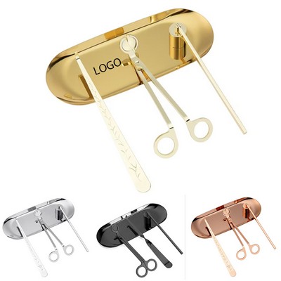 4In1 Essential Candle Care Tools Set W/ Wick Trimmer Dipper Snuffer Storage Tray Plate
