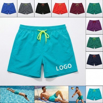 Mens Quick Dry Beach Shorts with Two Sides Pockets and Mesh Lining