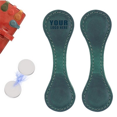 PU Leather Magnetic Bookmark Clip Double-Sided Bone Shape Page Holder