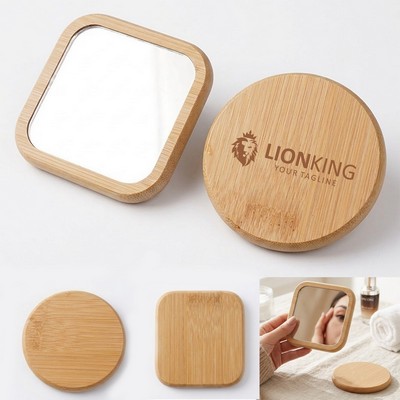 Minimalist Portable Wooden Handheld Makeup Mirror