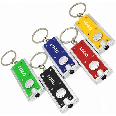 Slim rectangular flash light with swivel key chain