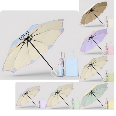 Triple-fold Manual Sunshade Umbrella With Buckle Handle