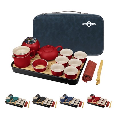 Portable Travel Ceramic Tea Set With Gift Box 13 Pieces