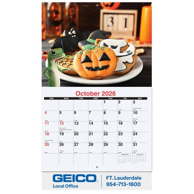 Custom 13 Photo Wall Calendar w/Stapled Bound (10 5/8"x18¼")
