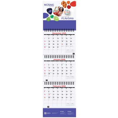 Small Three Month At A Glance Calendar w/Apron (6" x 20¾")